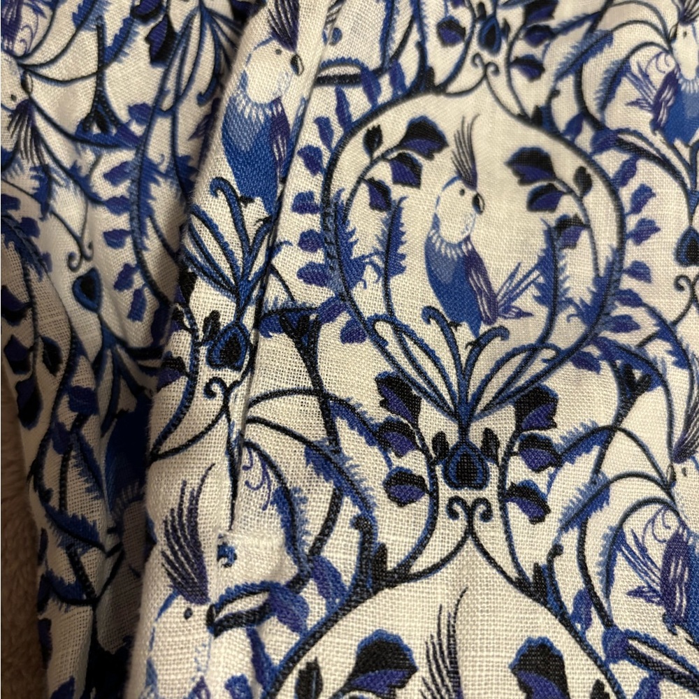 Elie Tahari Blue and White Floral Linen Pants - Picture 5 of 6
